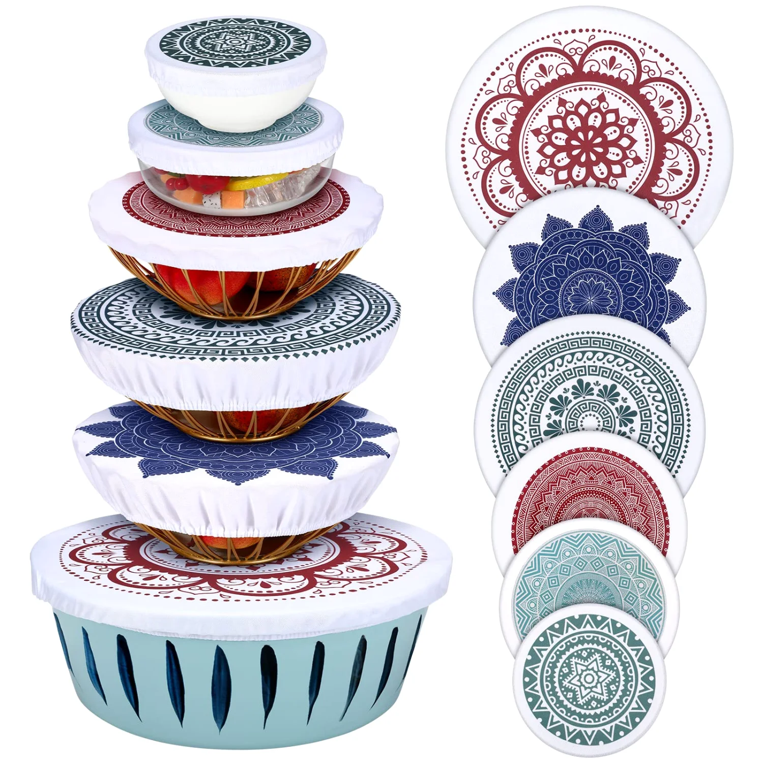 CHENGU Bowl covers, Mandala, Classic Color