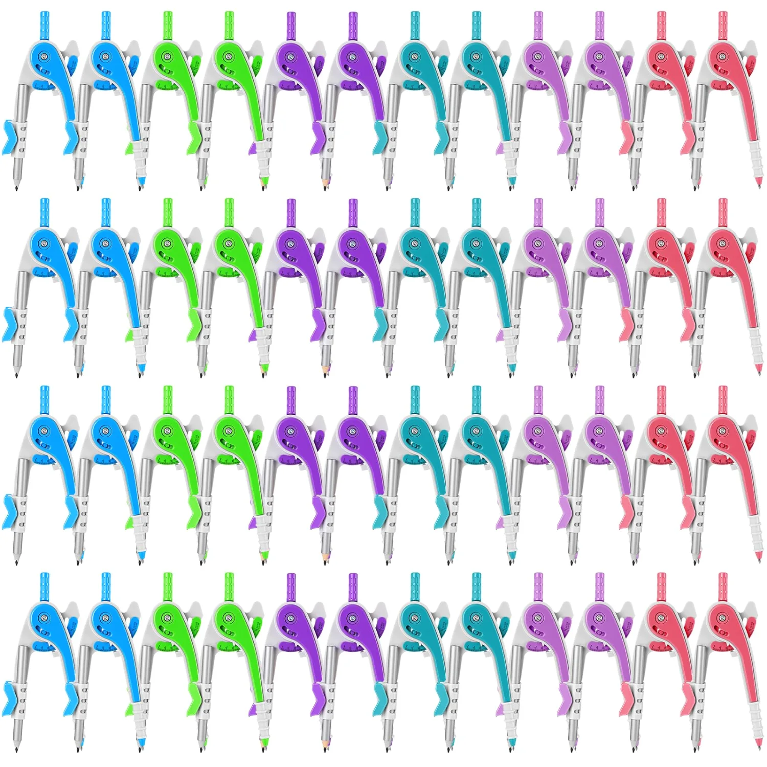 CHENGU Math geometry compasses with pencils, Bright Color, 48 pcs