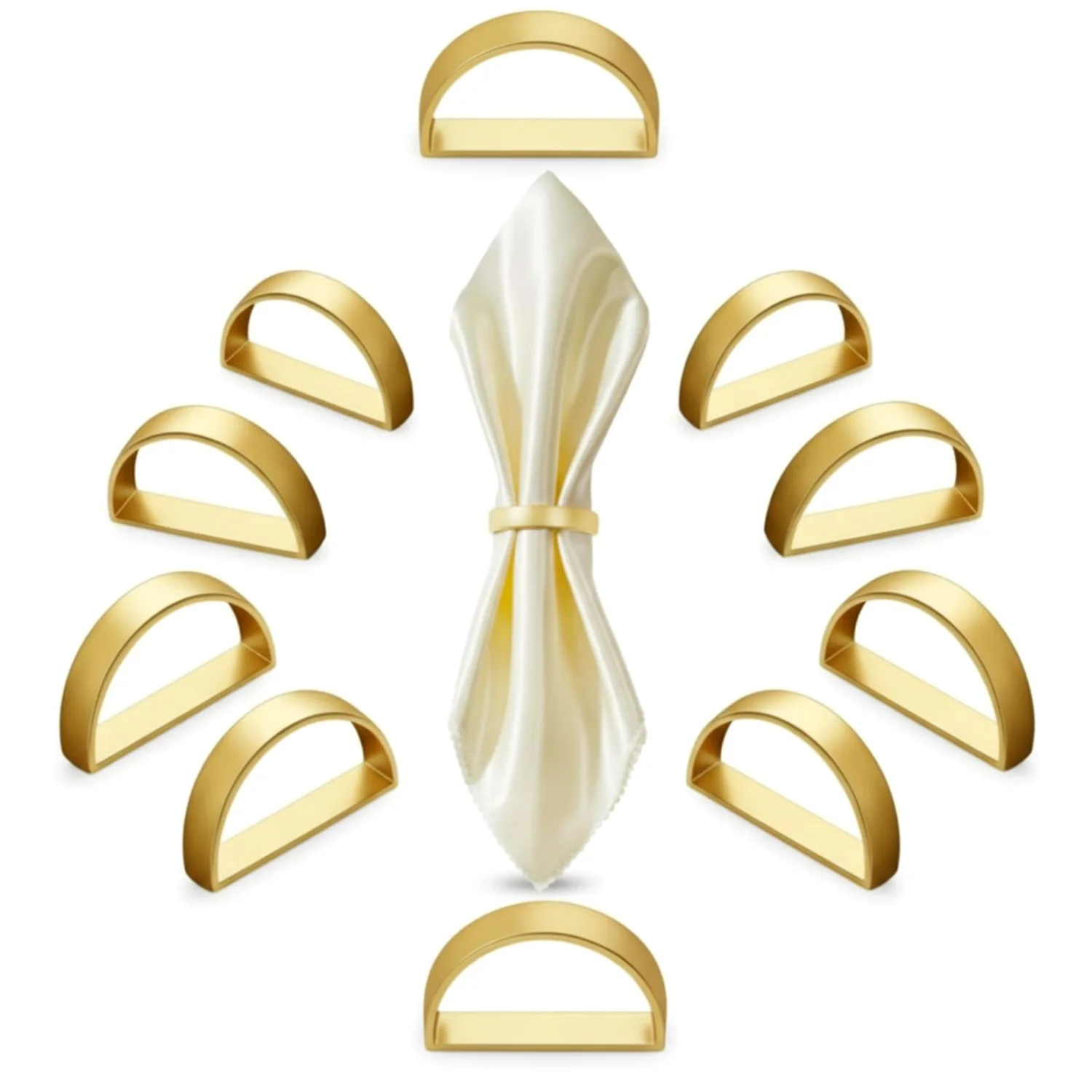 CHENGU Semicircle napkin rings, Matte Gold Semicircle, 100 pcs