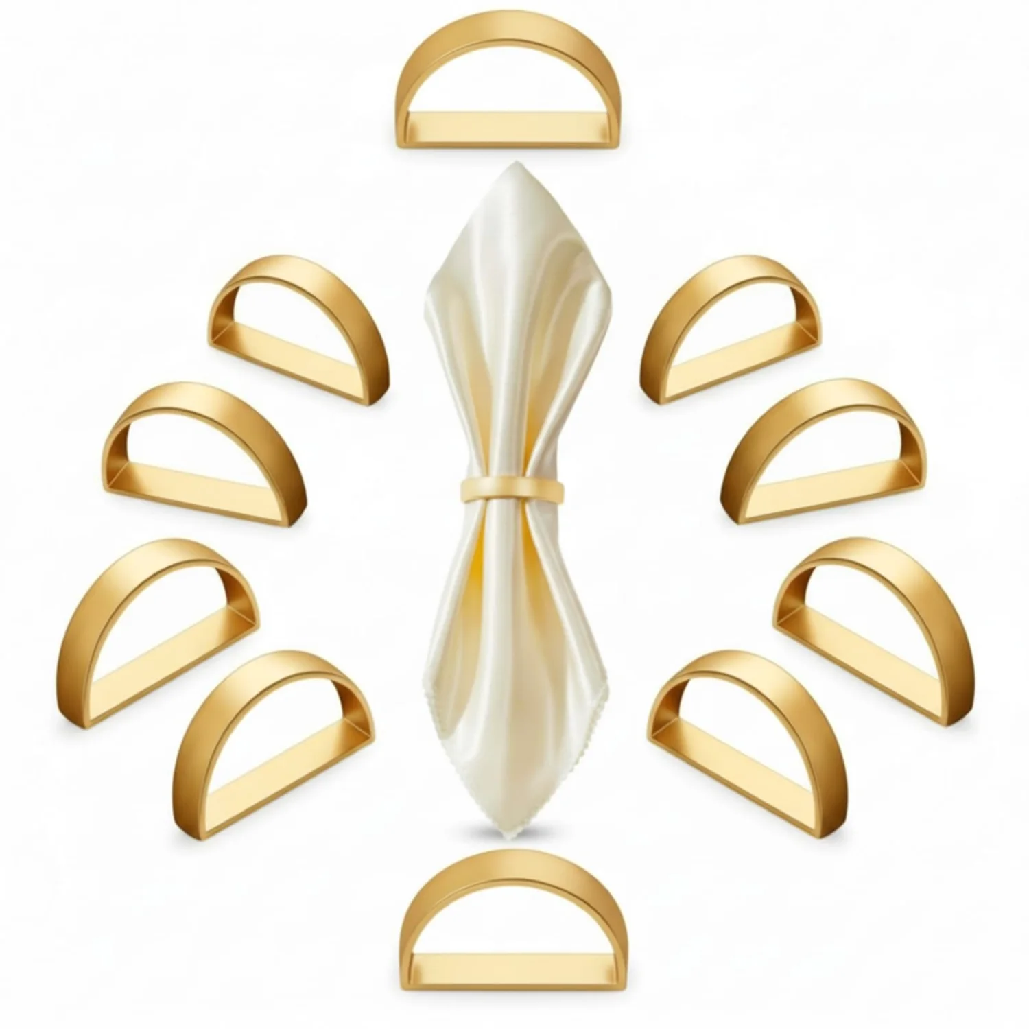 CHENGU Semicircle napkin rings, Matte Gold Semicircle, 40 pcs