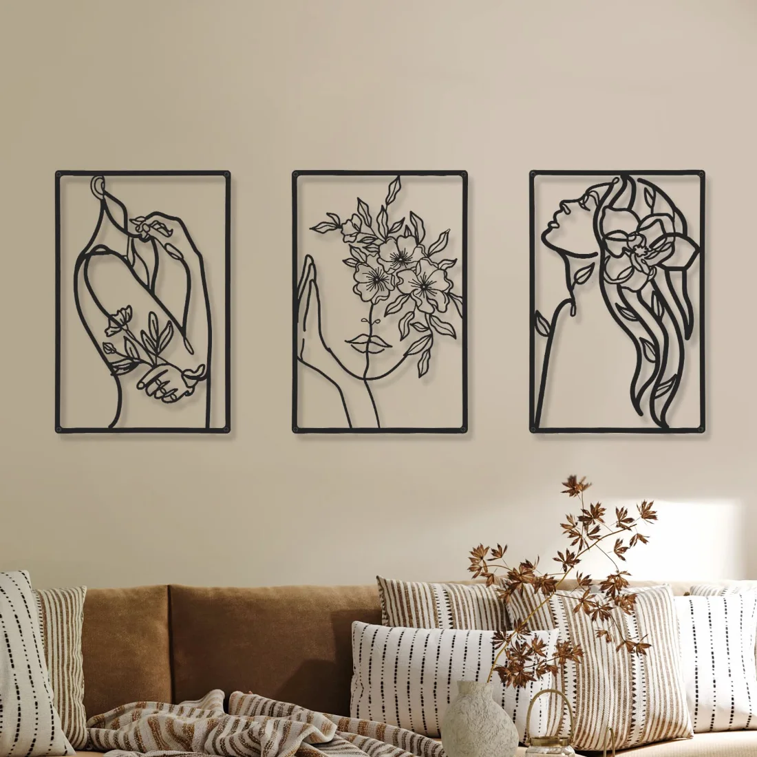 CHENGU Abstract woman line wall art, Flower, view 4