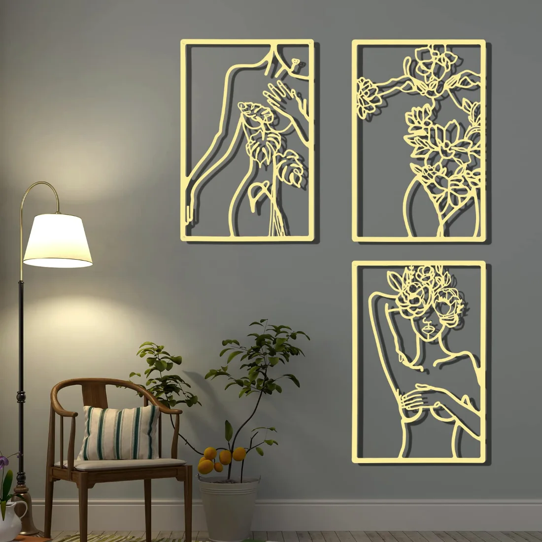 CHENGU Wall art and home decor, 3 pcs, 12.99 x 11.1 inches, Simple, view 3