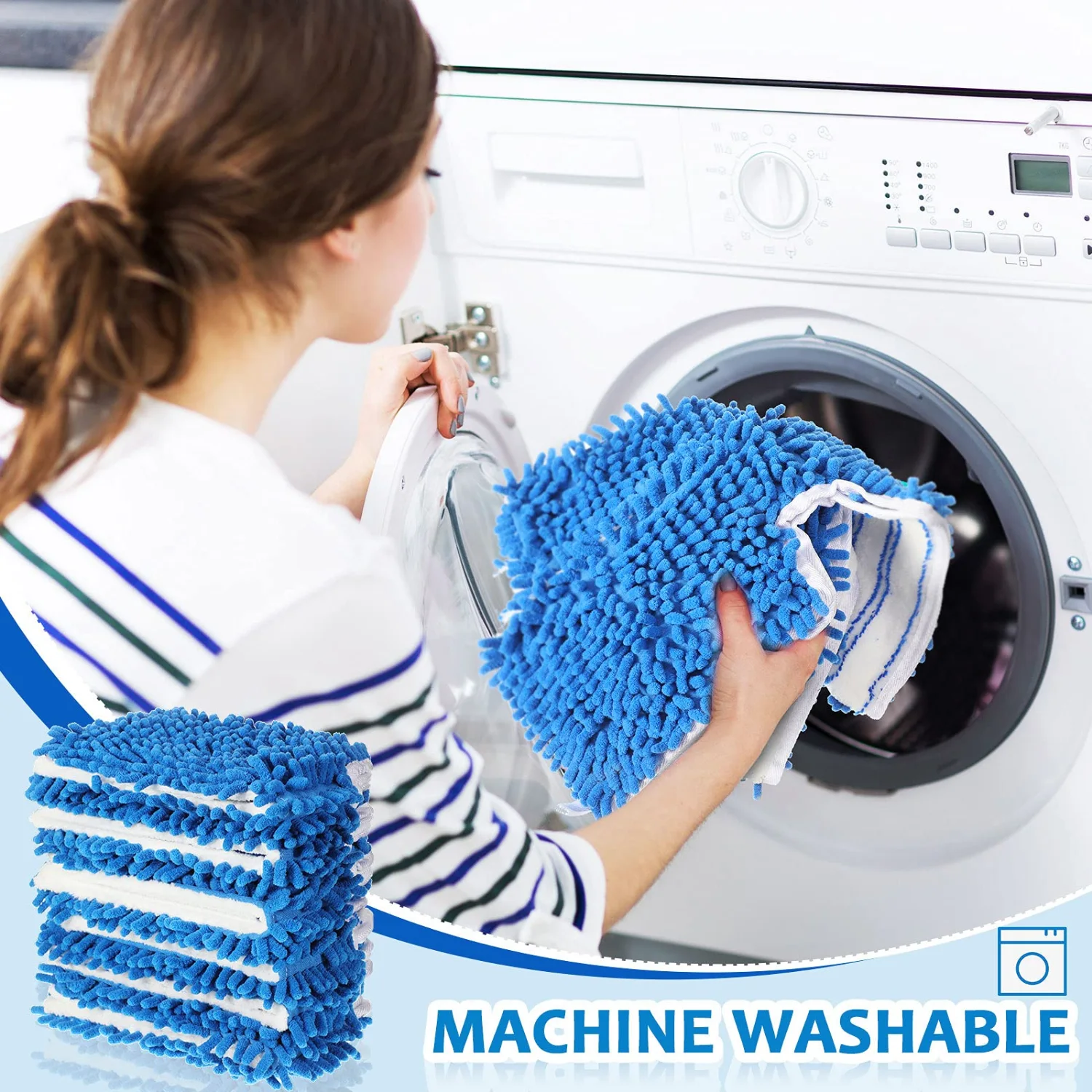 CHENGU Microfiber flip mop refills, 18 x 5.5 inch, 6 pcs