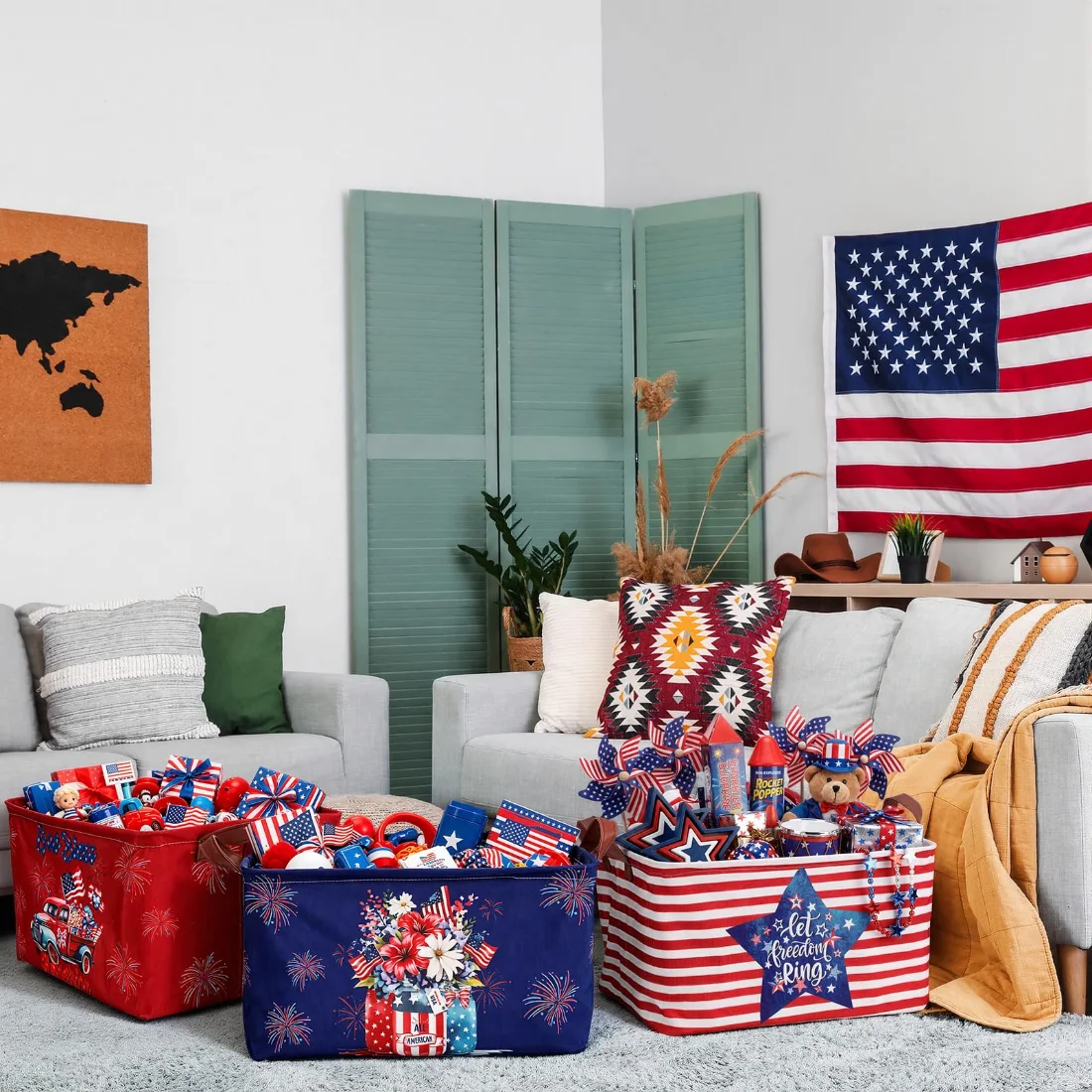 CHENGU Collapsible holiday storage bins, Patriotic, 6 pcs, view 4