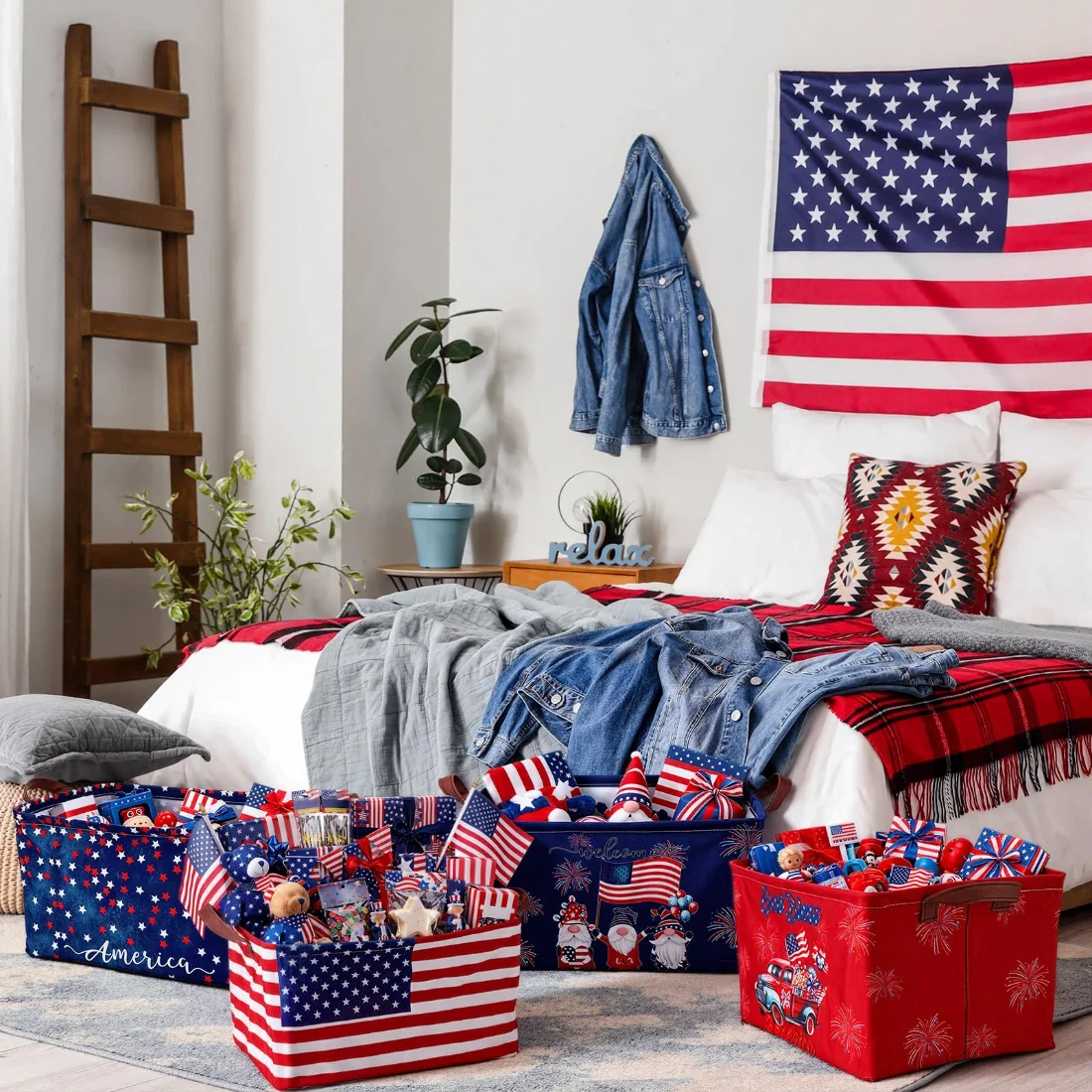 CHENGU Collapsible holiday storage bins, Patriotic, 6 pcs, view 5