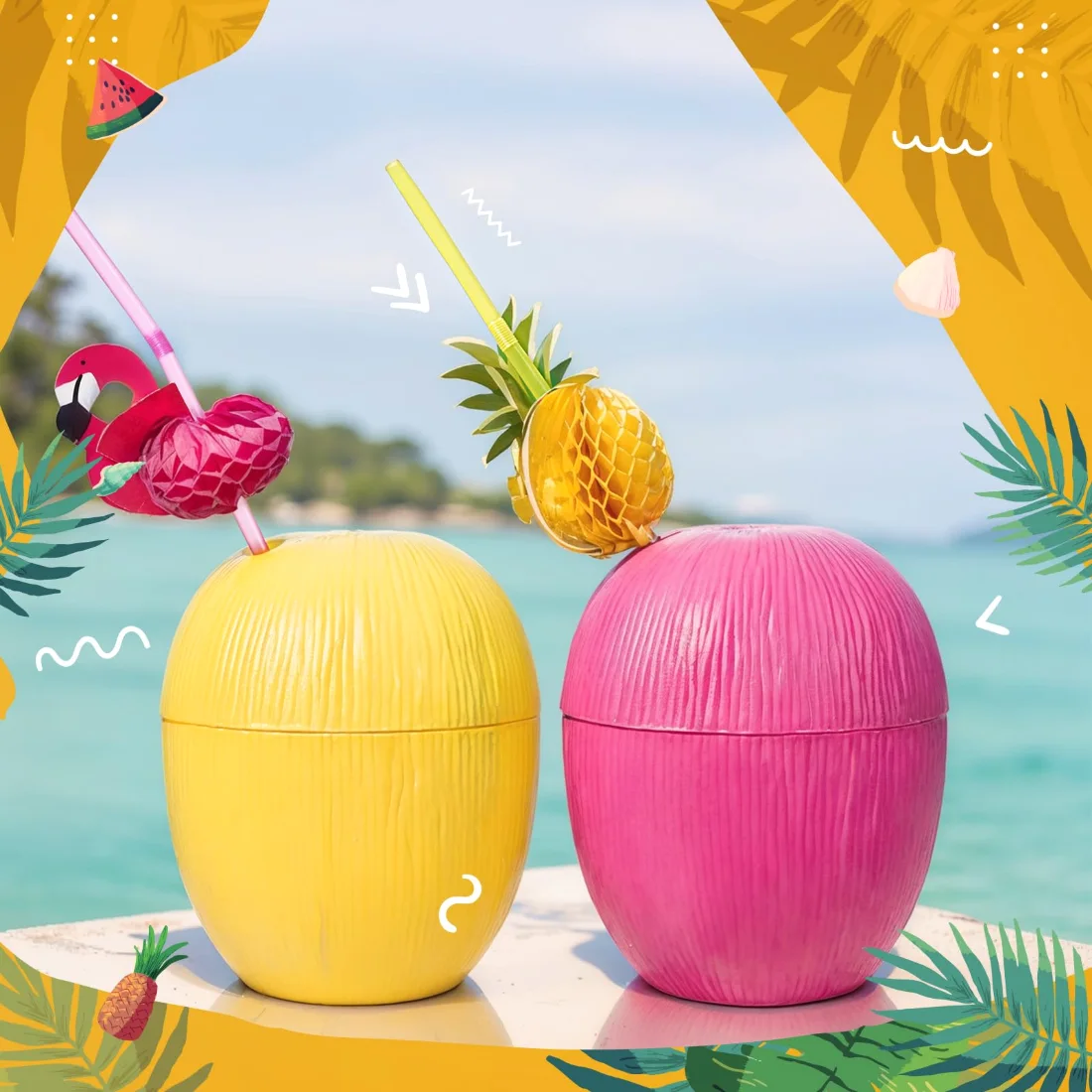 CHENGU Party cups, 48 pcs, Pink,Yellow, view 3