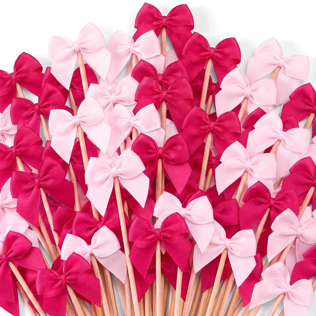 CHENGU Cocktail picks, 200 pcs, Light Pink, Bow, view 2