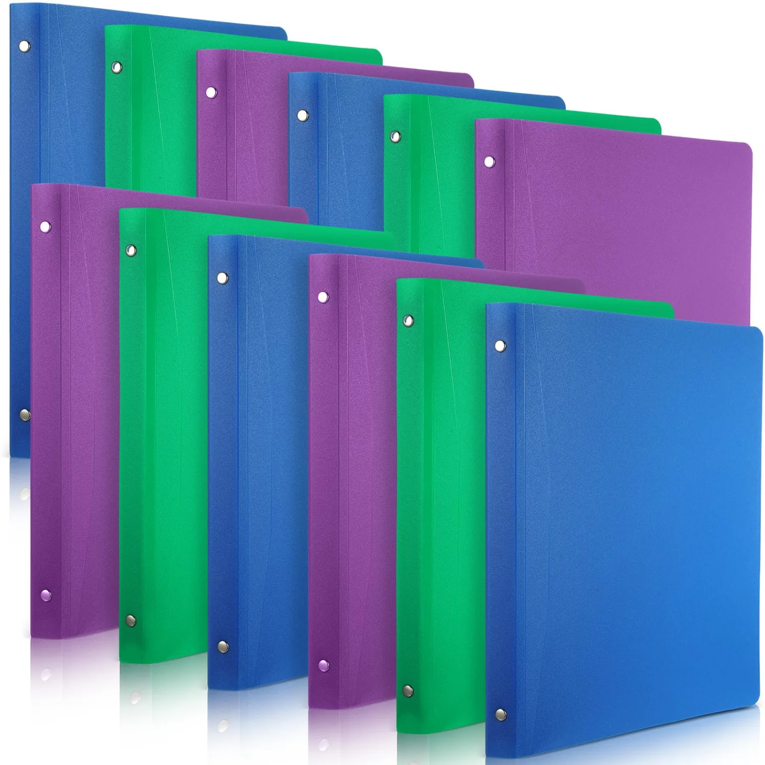 CHENGU Plastic 3-ring binders with pocket, Dark Color, 0.79 inches, 12 pcs