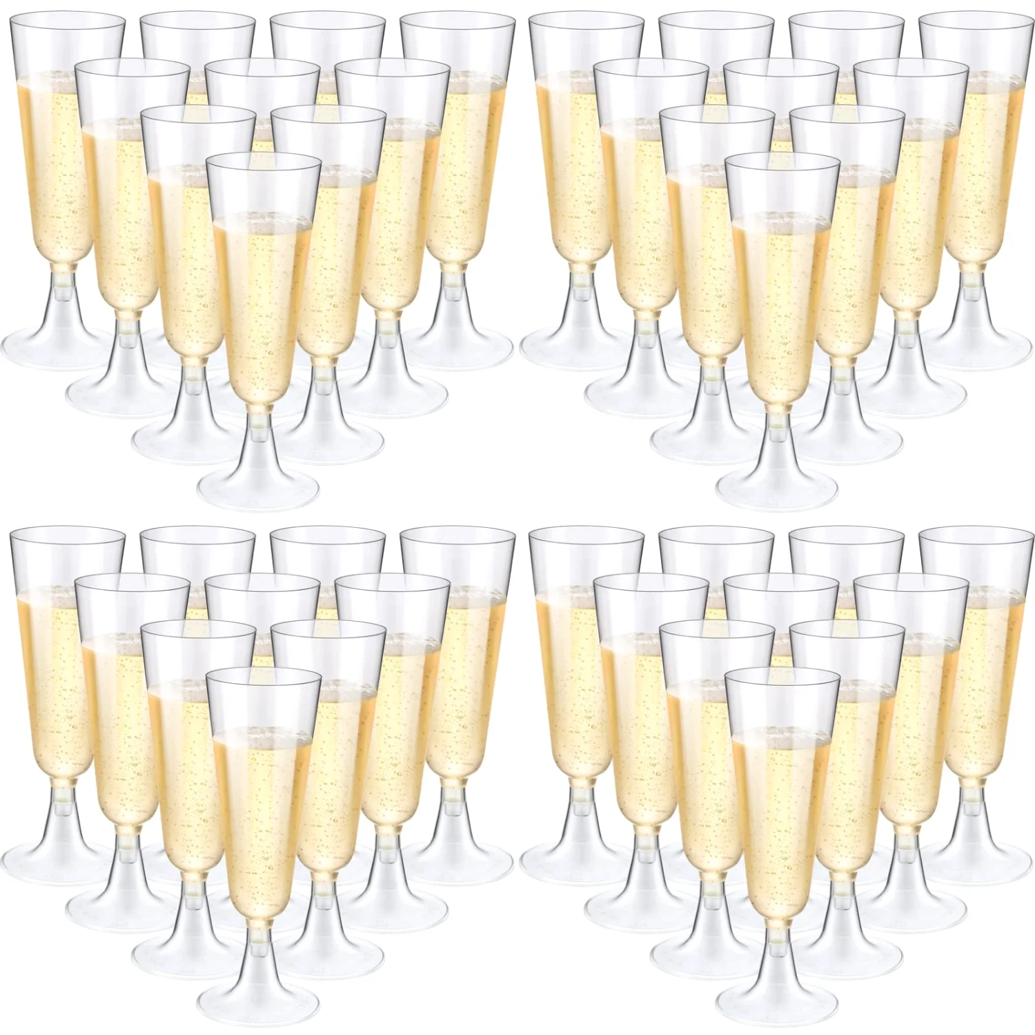 CHENGU Rimmed plastic champagne flutes, Clear
