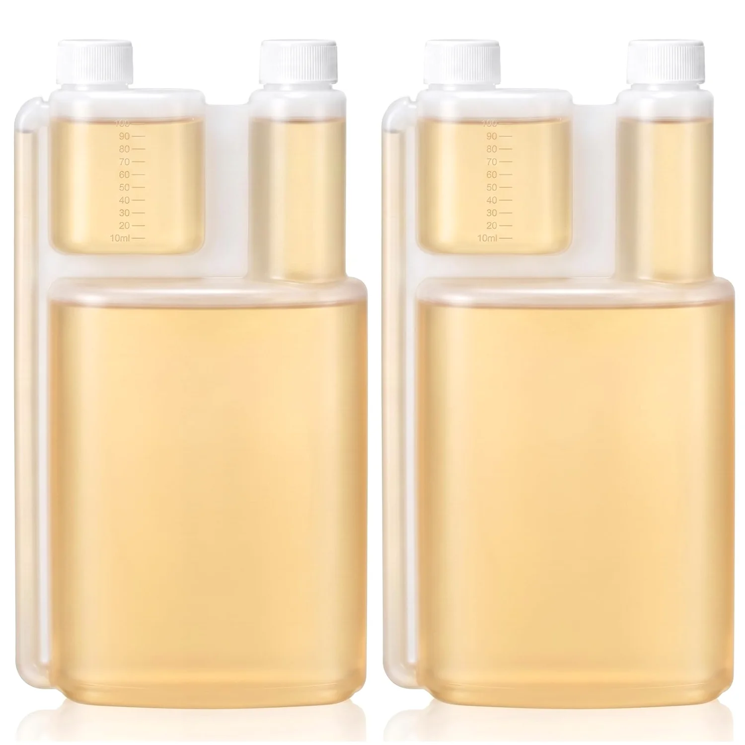 CHENGU Plastic flasks with shot glass, 33.8 Oz, 3.38 oz, 2 pcs