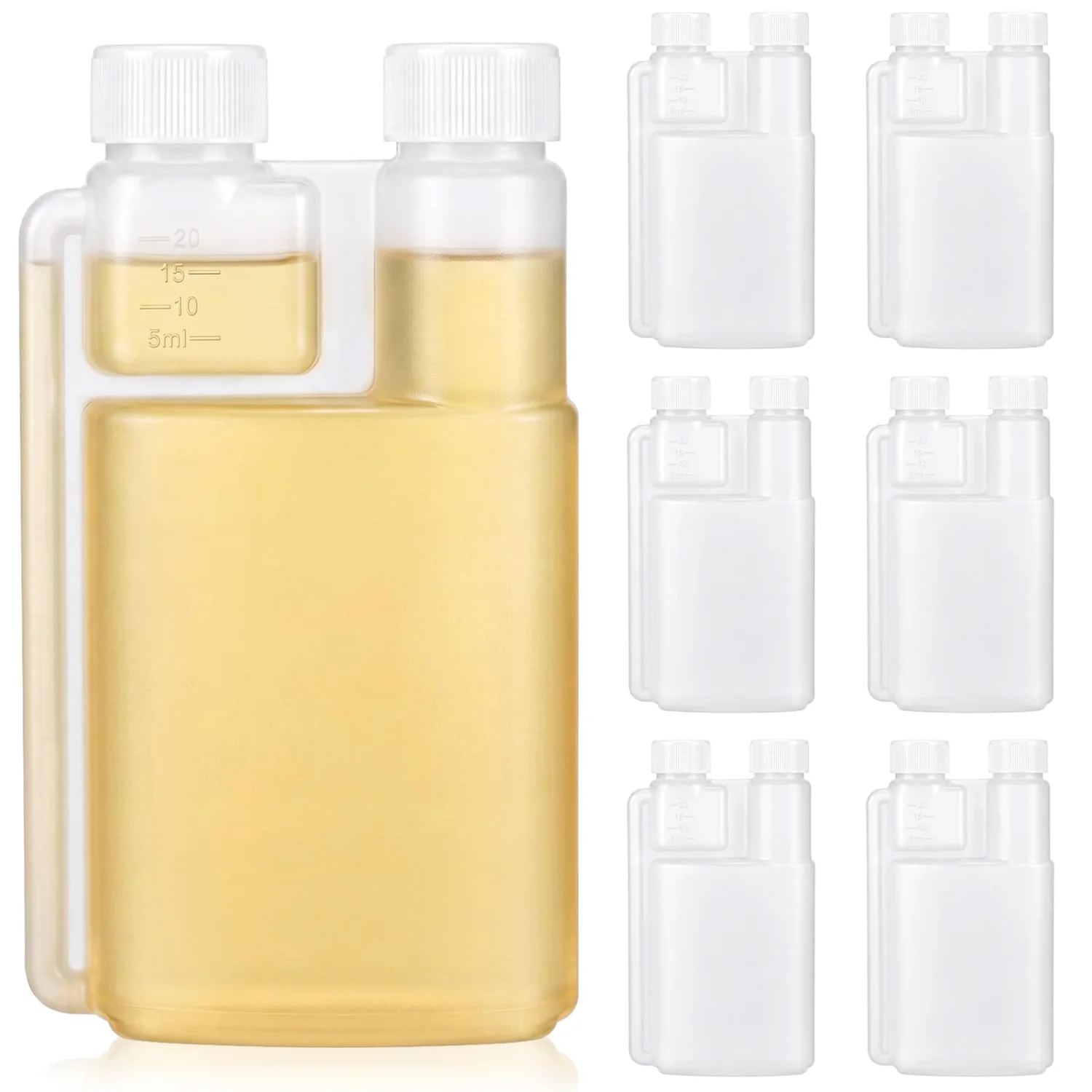 CHENGU Plastic flasks with shot glass, 8.45 Oz, 0.67 oz, 6 pcs