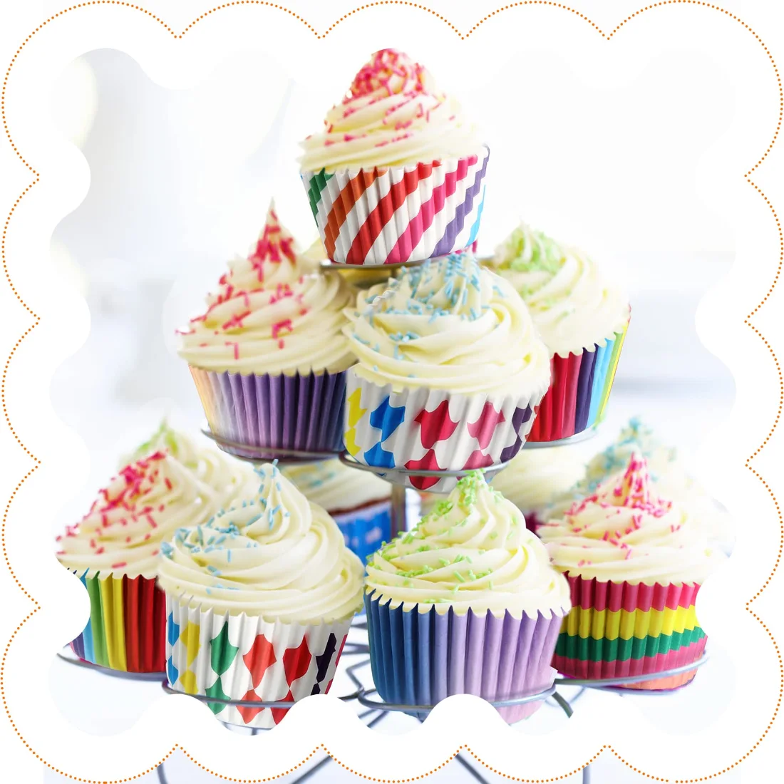 CHENGU Rainbow paper cupcake liners, view 3