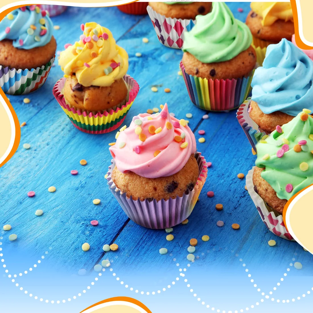 CHENGU Rainbow paper cupcake liners, view 5