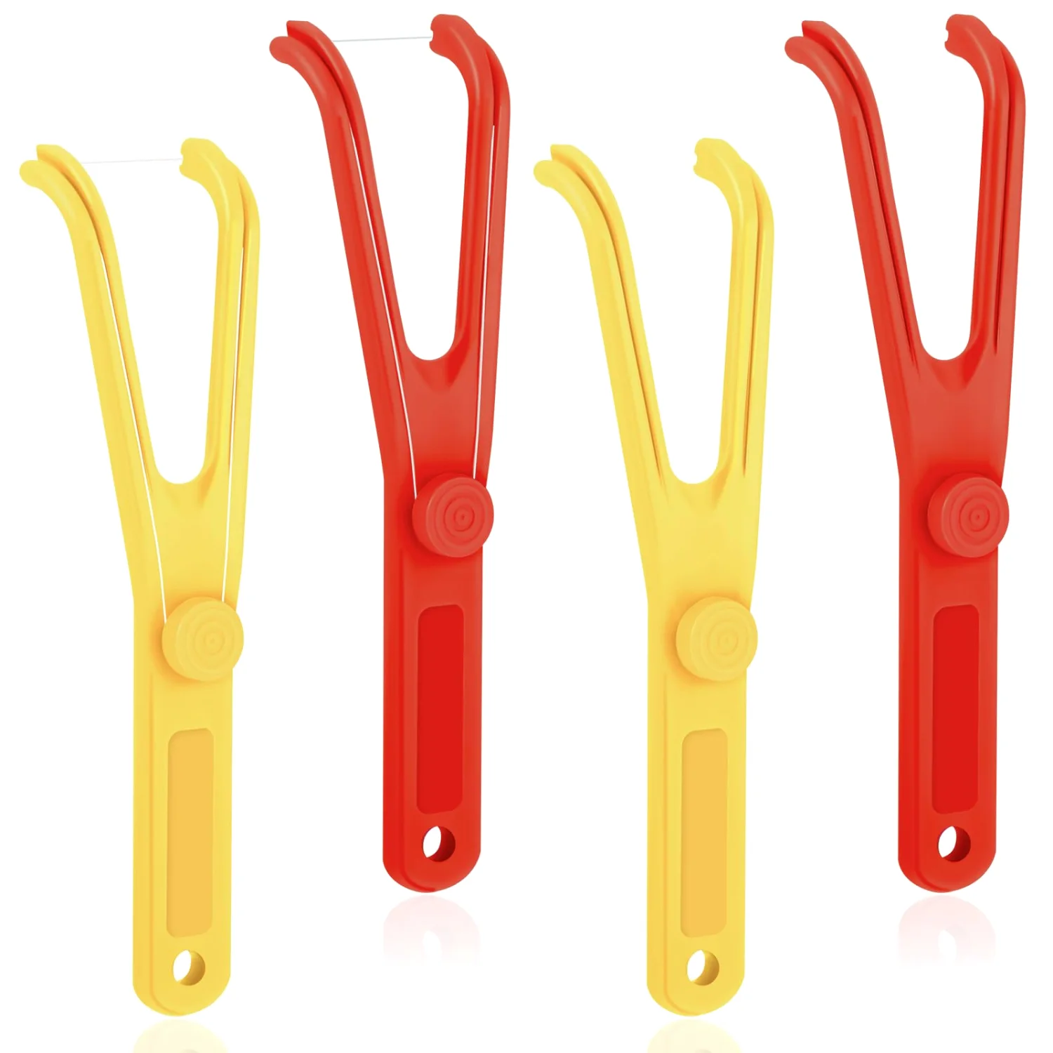 CHENGU Reusable dental floss holders, Red, Yellow, 4 pcs