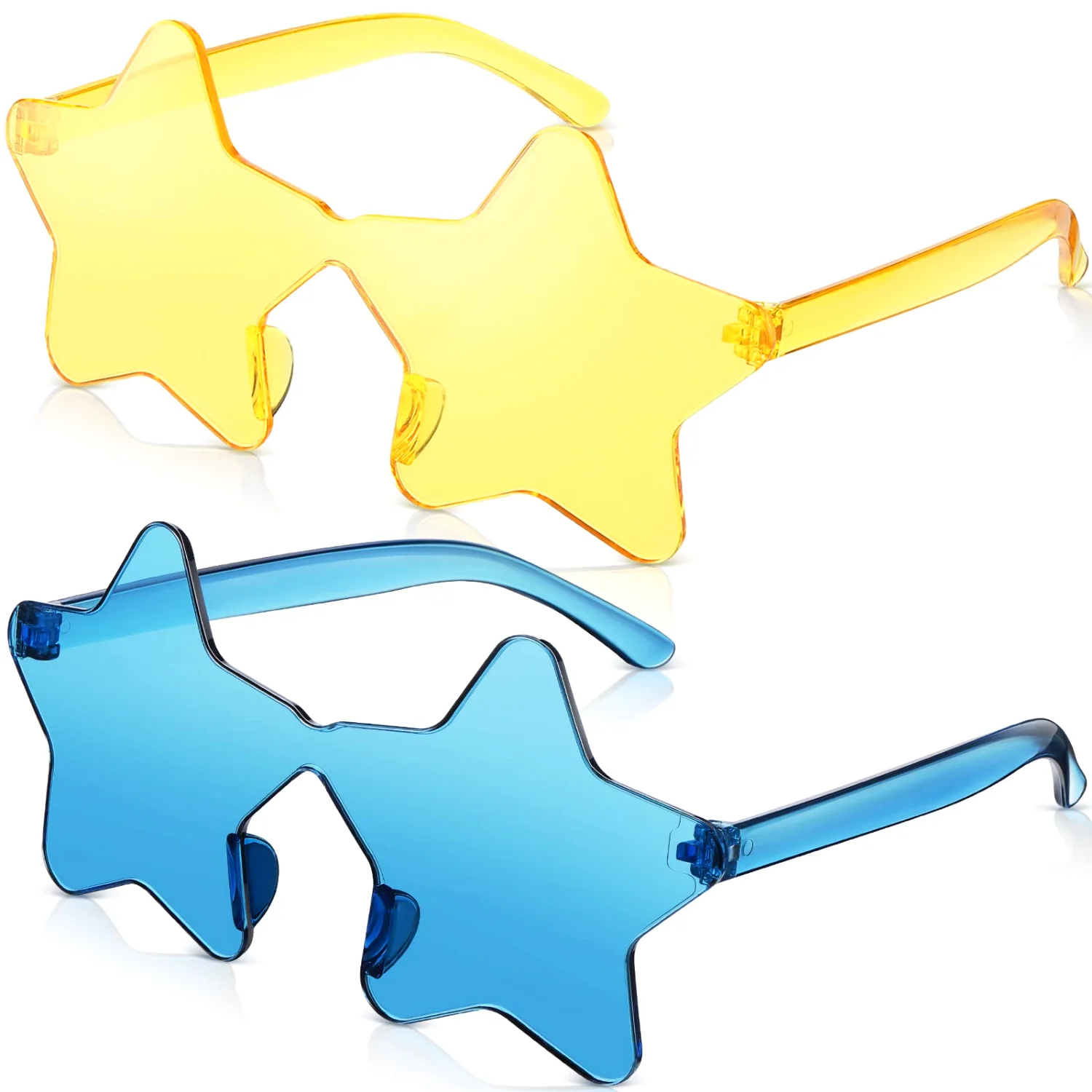 CHENGU Rimless star sunglasses, Blue, Yellow