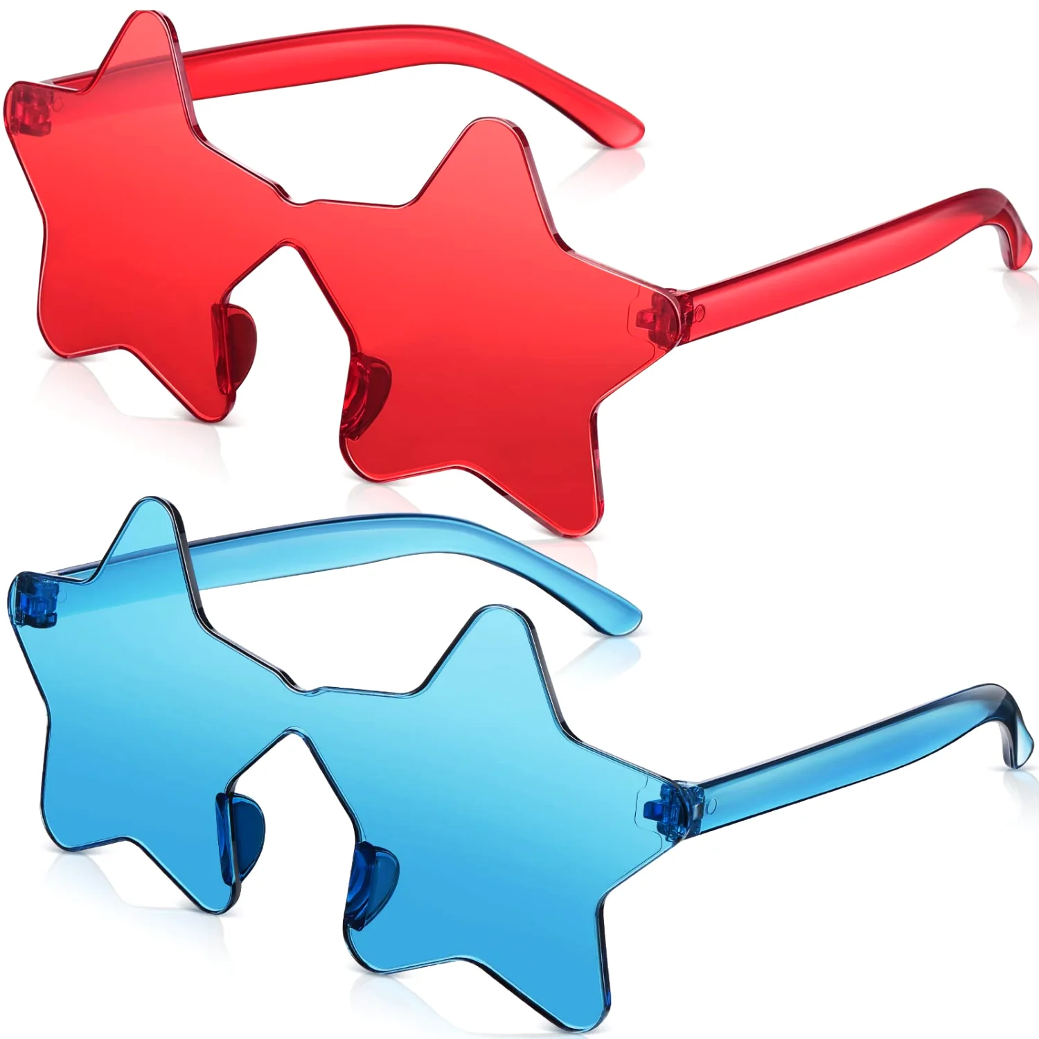 CHENGU Rimless star sunglasses, Red, Blue