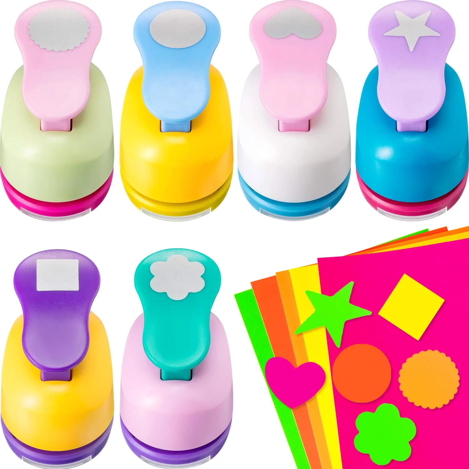 CHENGU Shaped craft hole punches, 1 Inch, Multiple styles, 6 pcs