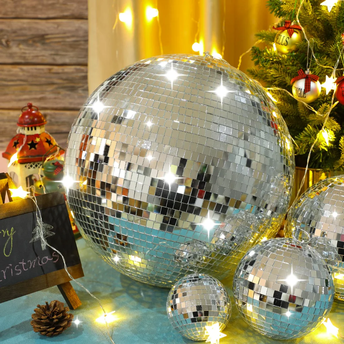 CHENGU Silver disco ball set, 12 Inch, 8 Inch, 6 Inch, 4 Inch, view 2