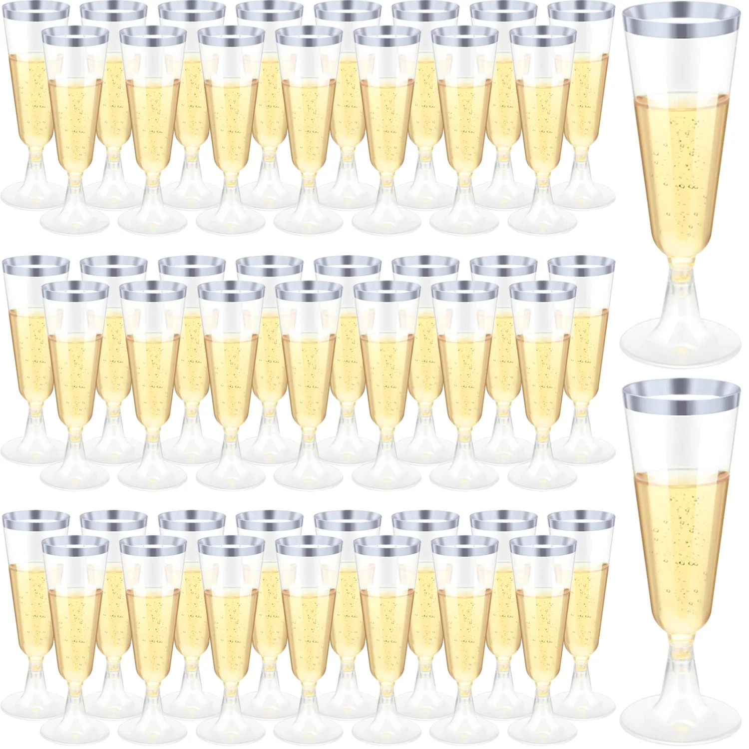 CHENGU Rimmed plastic champagne flutes, Silver
