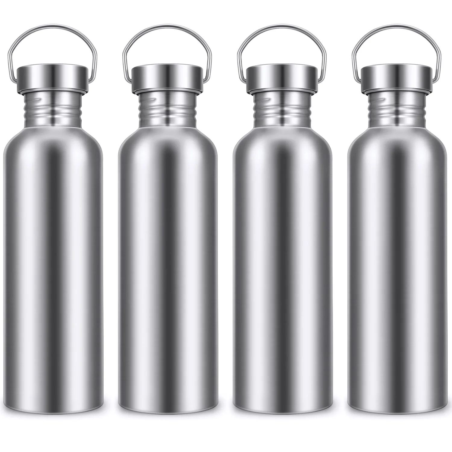 CHENGU Single wall stainless steel water bottles, Silver, 26 oz