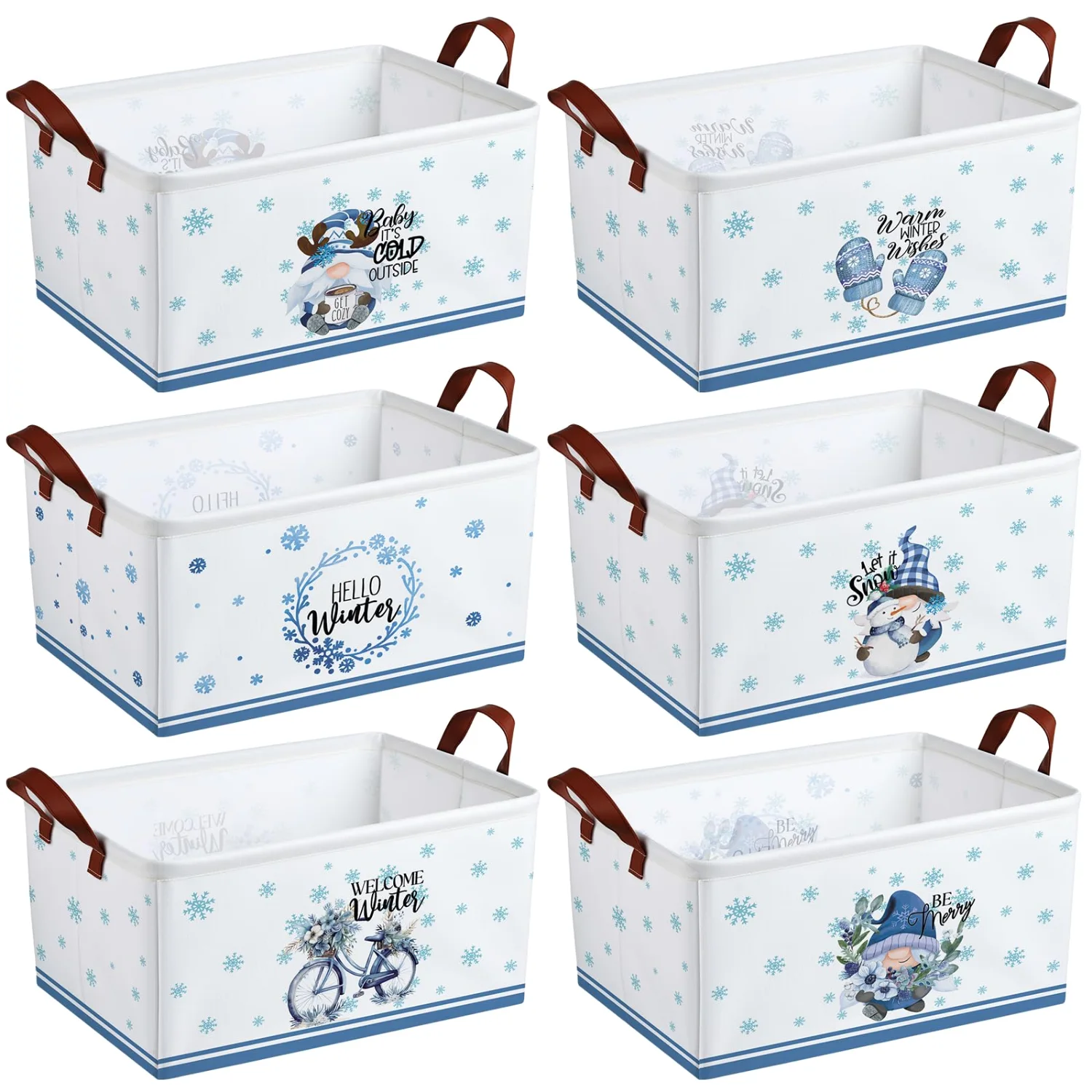 CHENGU Collapsible holiday storage bins, Gnomes, 6 pcs