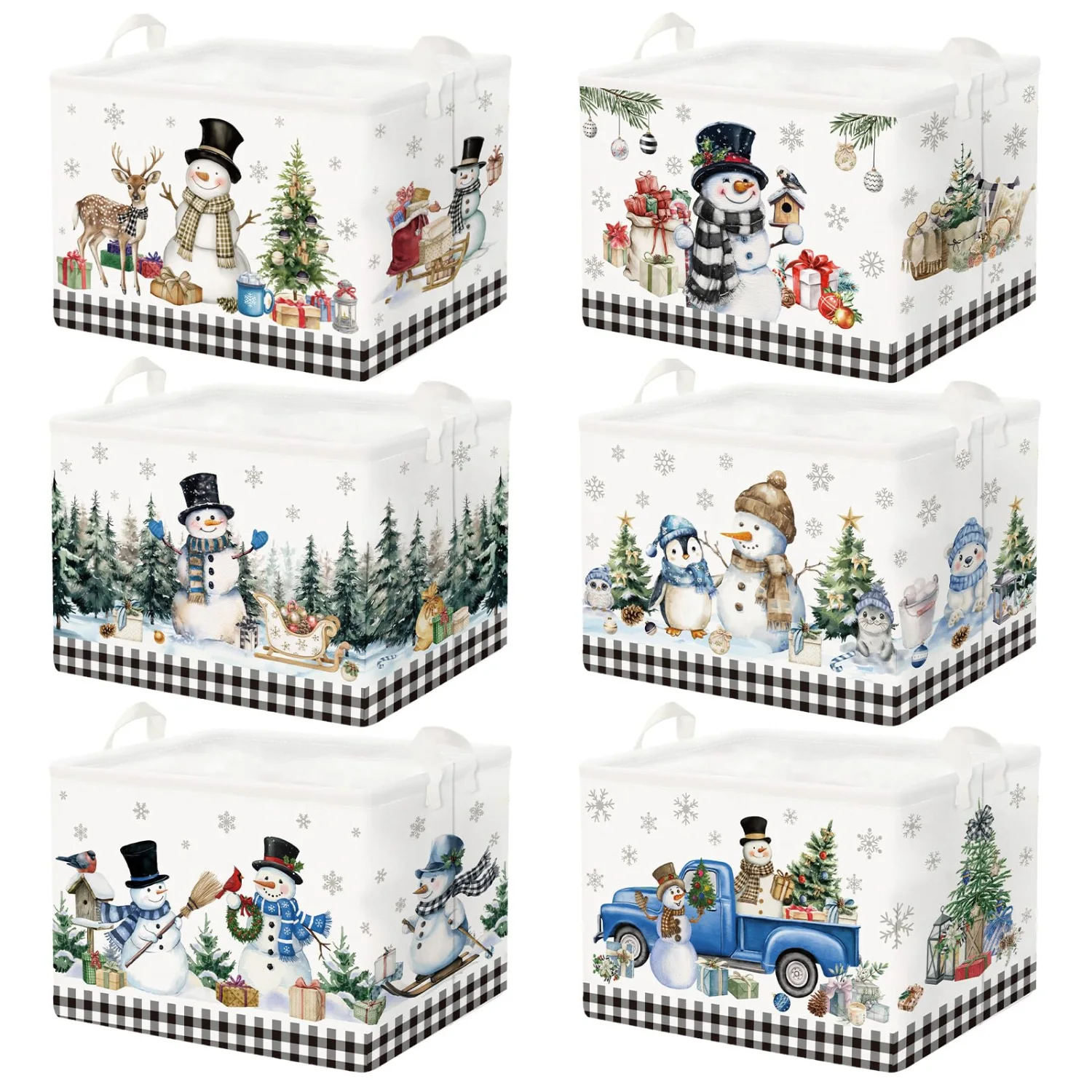CHENGU Collapsible holiday storage bins, Snowman, 6 pcs