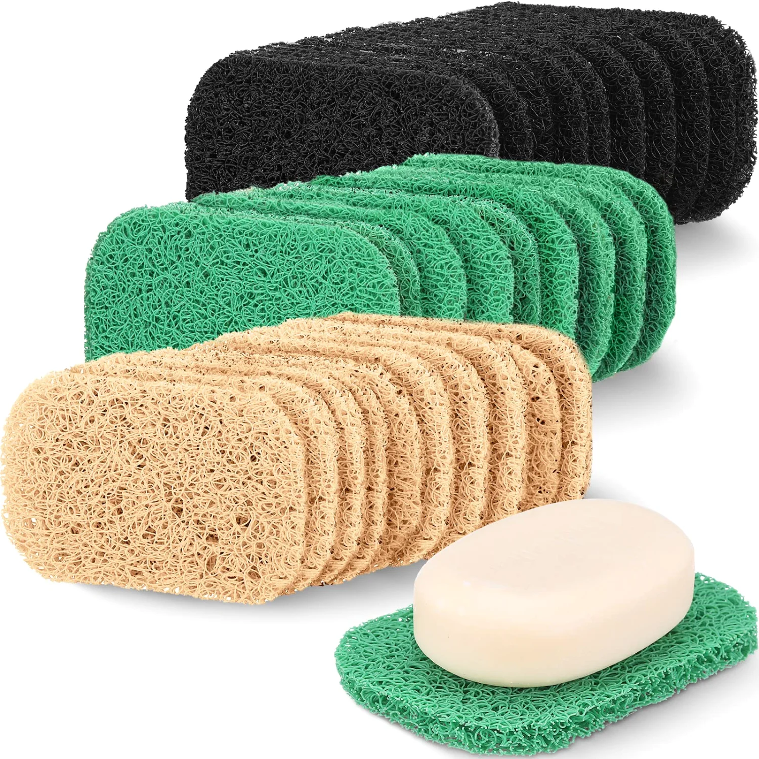 CHENGU Soap dishes and savers, Black, Green, Beige