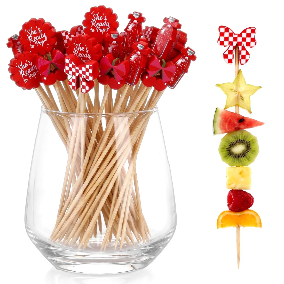 CHENGU Cocktail picks, 200 pcs, Red, Ready to Pop, view 2