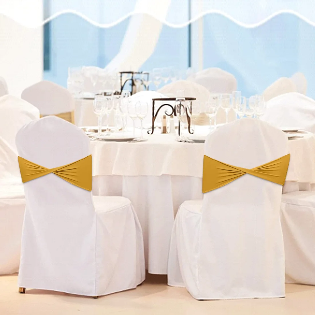 CHENGU Spandex chair sashes, Gold, view 2