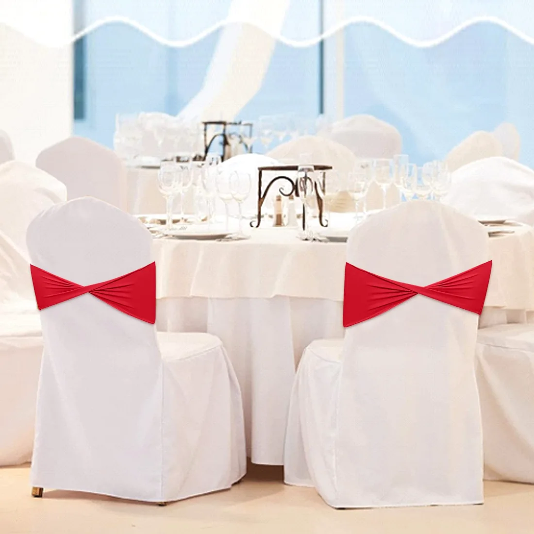 CHENGU Spandex chair sashes, Red, view 2