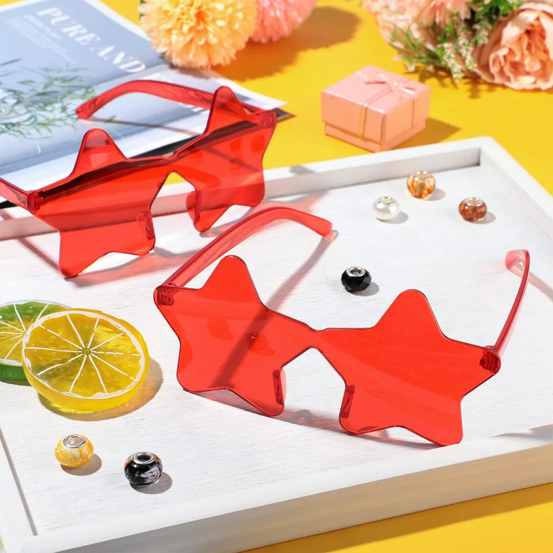 CHENGU Rimless star sunglasses, Red, view 2