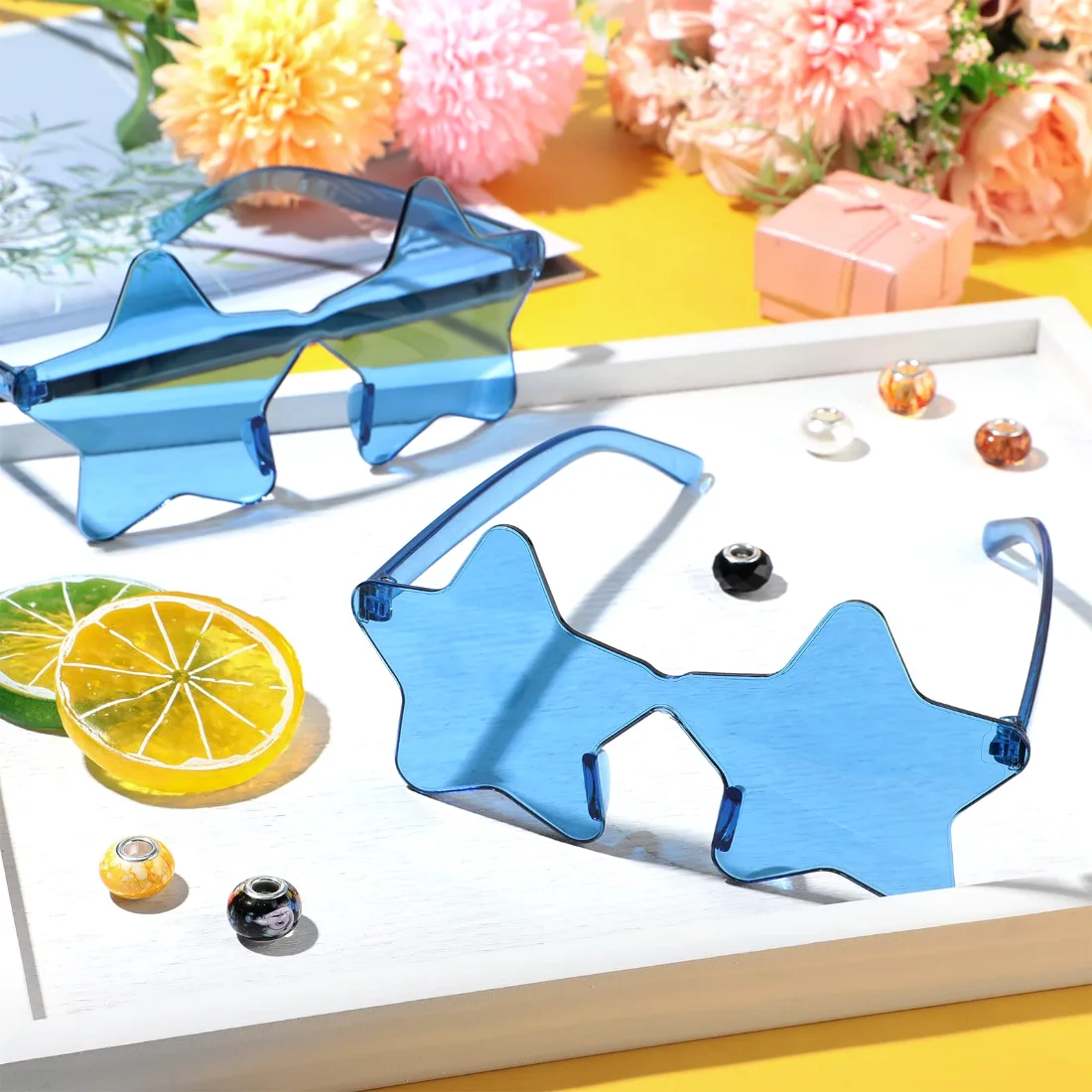 CHENGU Star shaped rimless sunglasses, Blue, view 2
