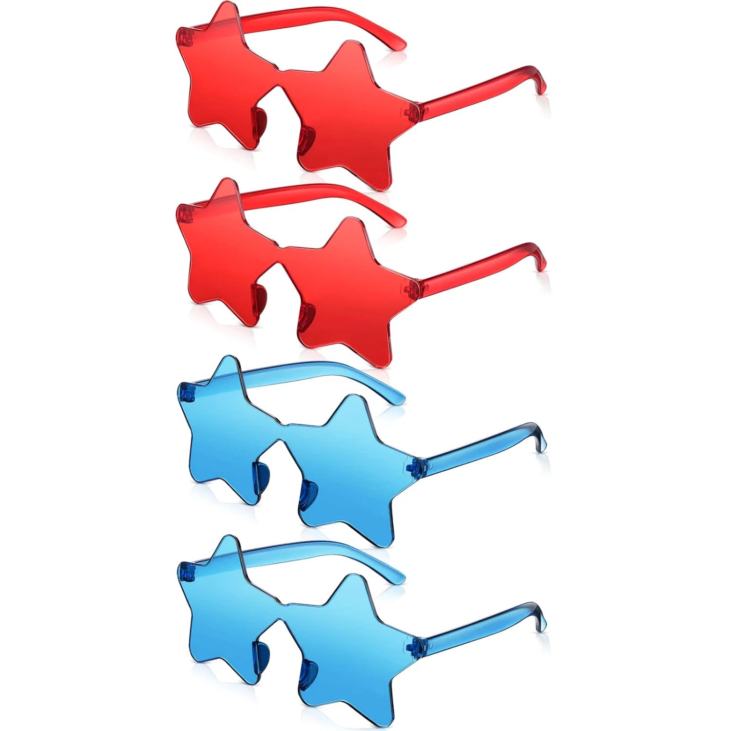 CHENGU Star shaped rimless sunglasses, Blue, Red