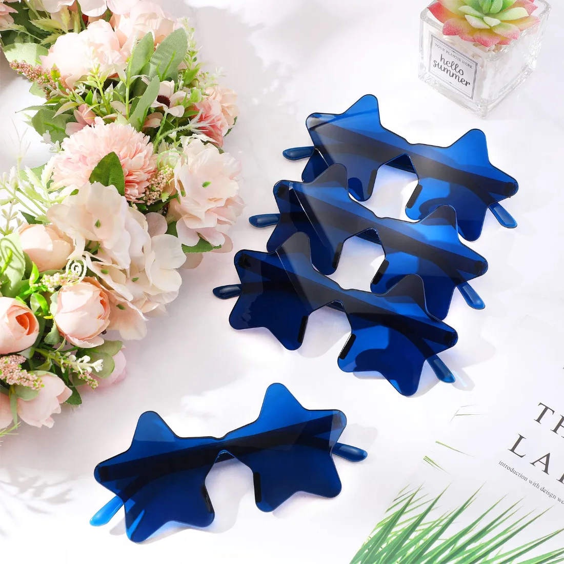 CHENGU Star shaped rimless sunglasses, Dark Blue, view 2