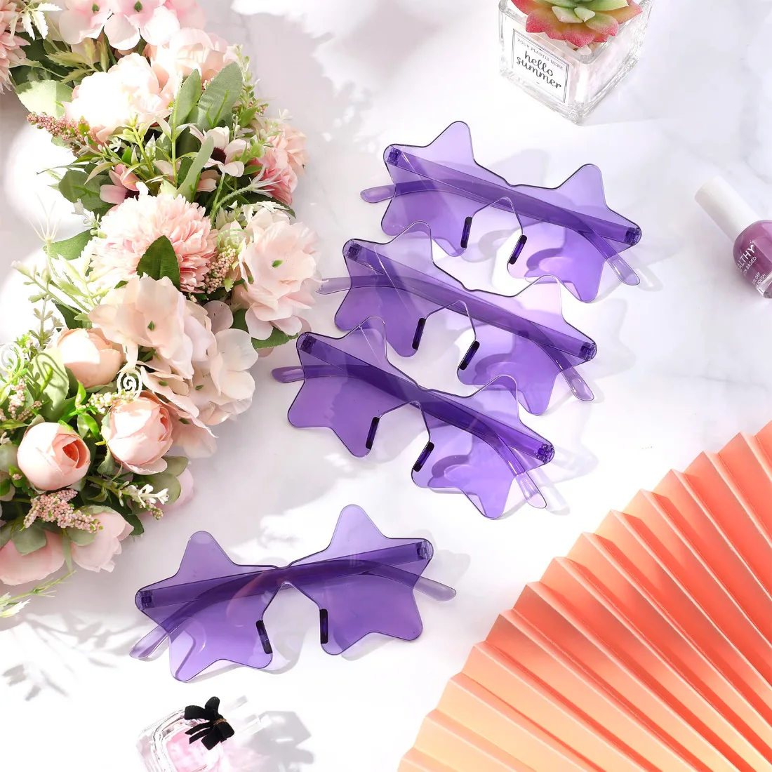 CHENGU Star shaped rimless sunglasses, Purple, view 2