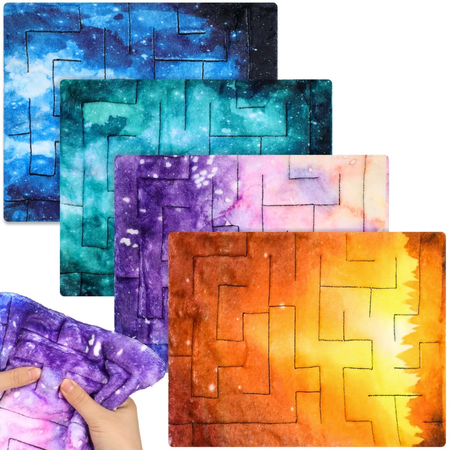 CHENGU Fabric marble maze mats, 12.99 x 8.66 In, Starry Sky