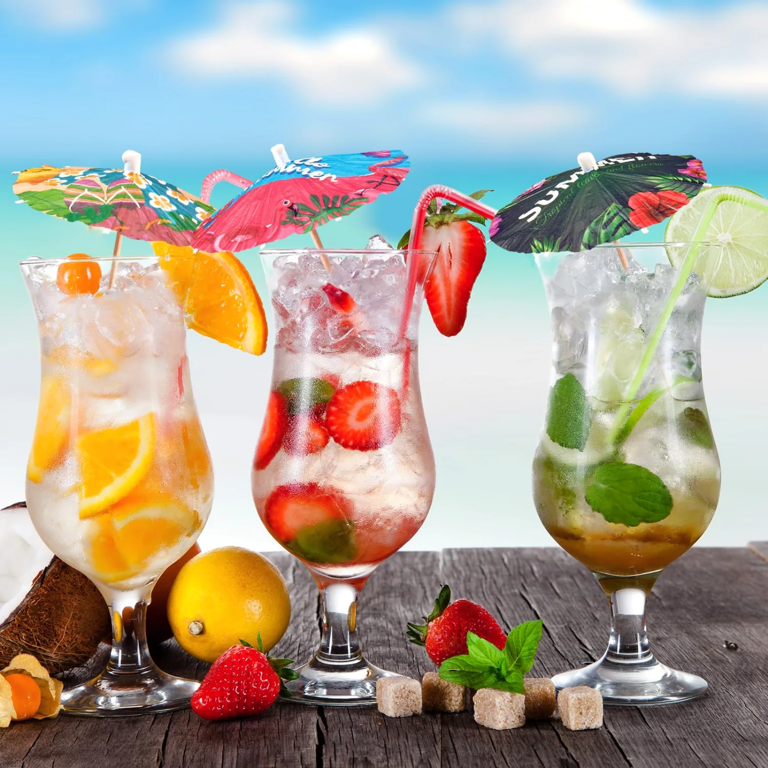 CHENGU Holiday drink umbrella picks, Summer