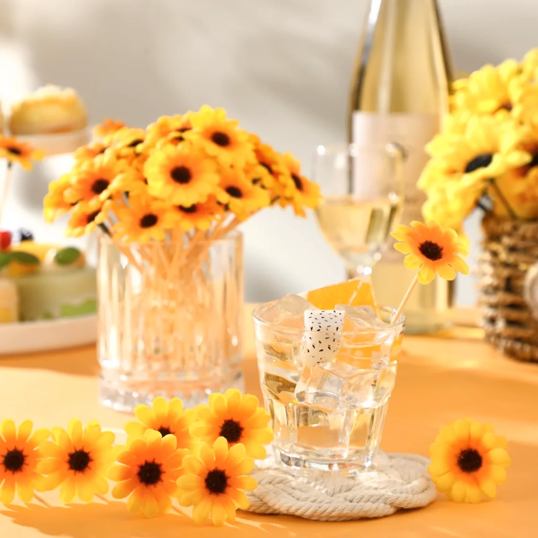 CHENGU Flower cocktail picks, Sunflower, view 2