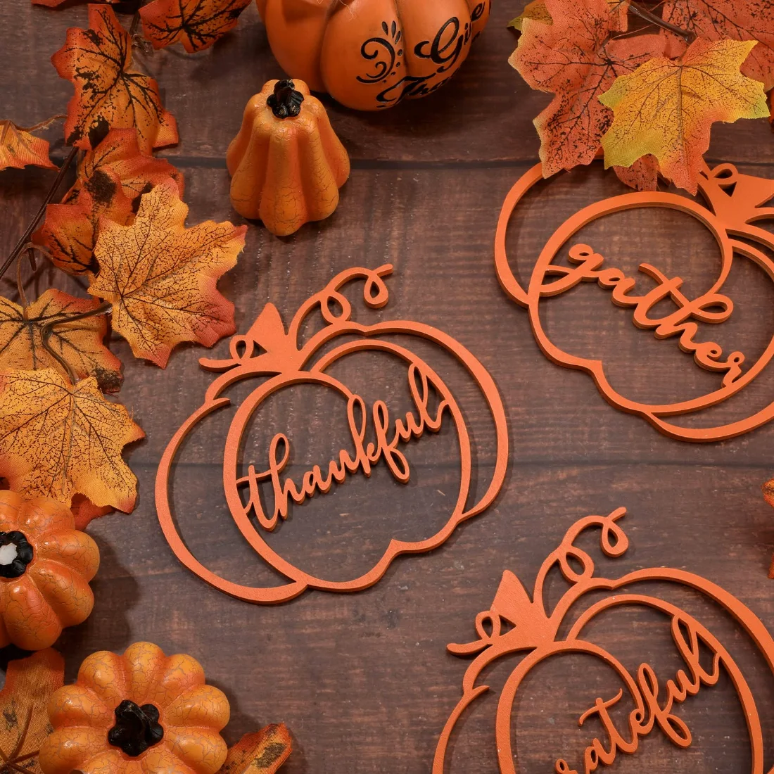 CHENGU Signs and place cards, 12 to 48 pcs, Thanksgiving wood grateful, 5.9 x 5.1 inches, 12 pcs, view 5