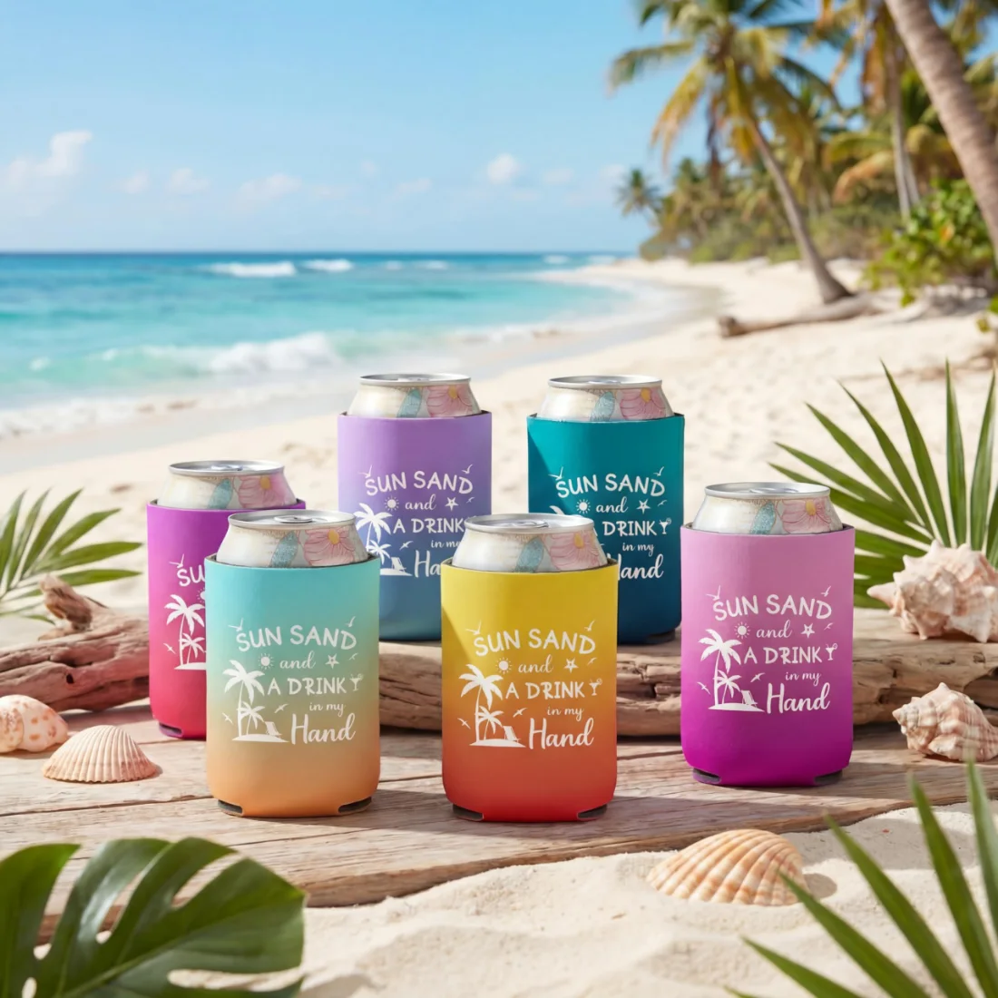 CHENGU Can coolers, 6 pcs, Tie-dye, Sun Sand, view 5