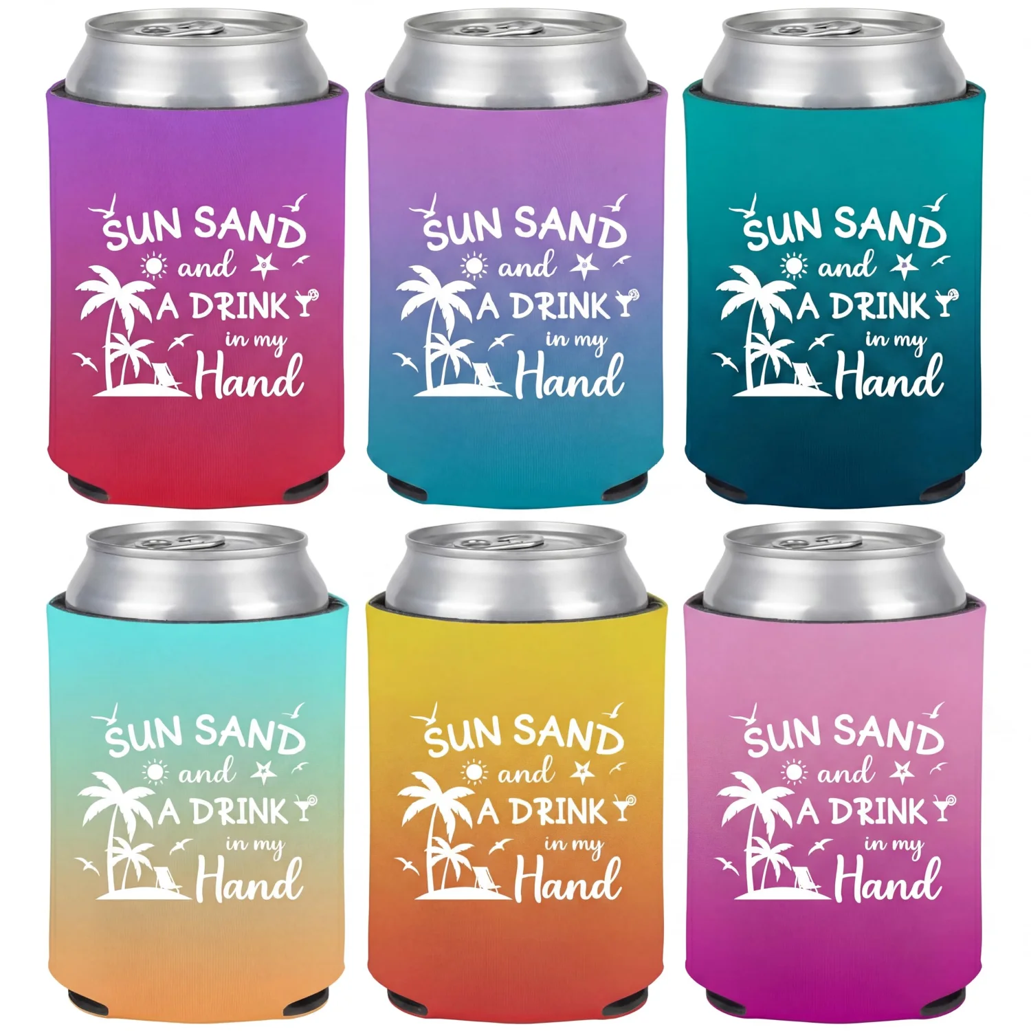 CHENGU Can coolers, 6 pcs, Tie-dye, Sun Sand