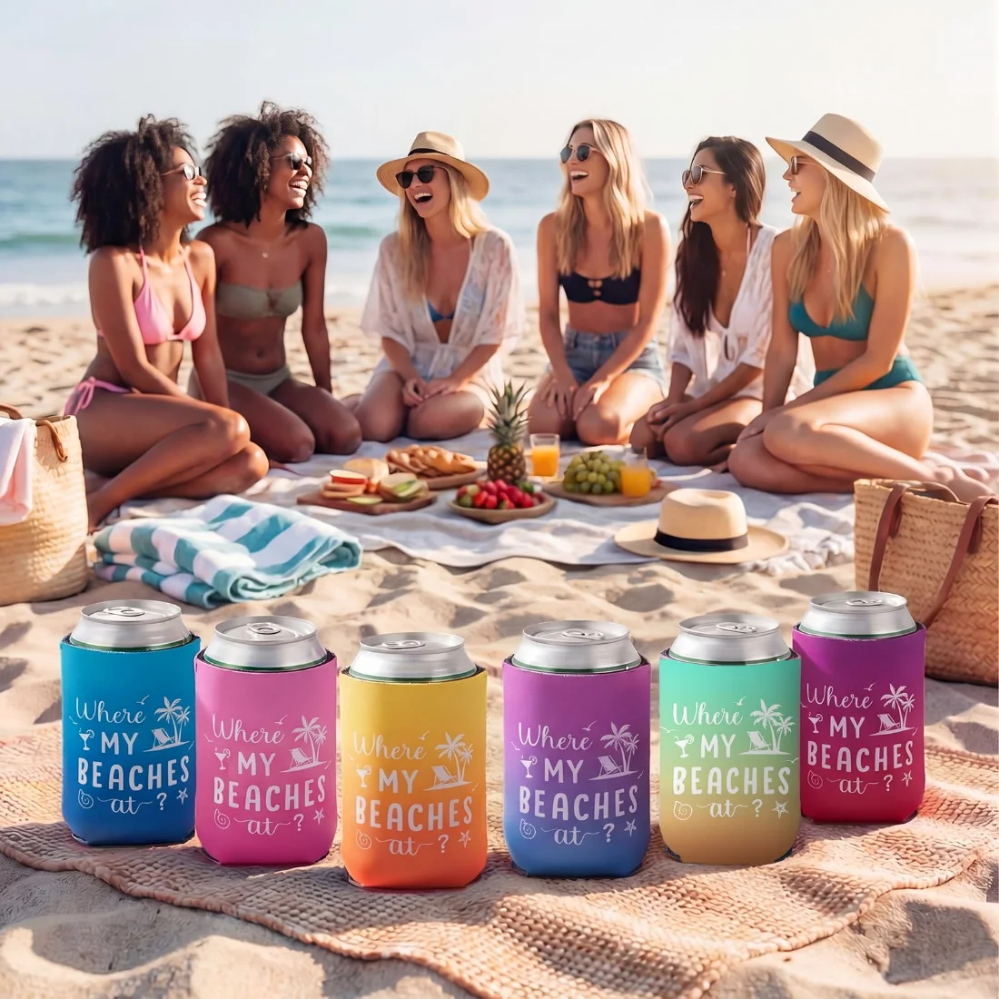 CHENGU Can coolers, 6 pcs, Tie-dye, Where My Beachs, view 3