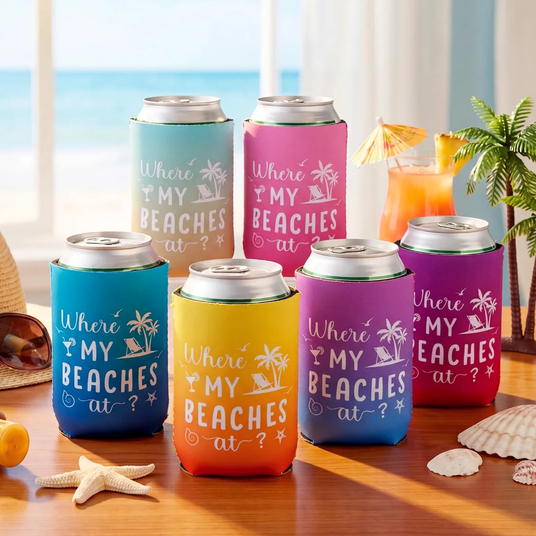 CHENGU Can coolers, 6 pcs, Tie-dye, Where My Beachs, view 6
