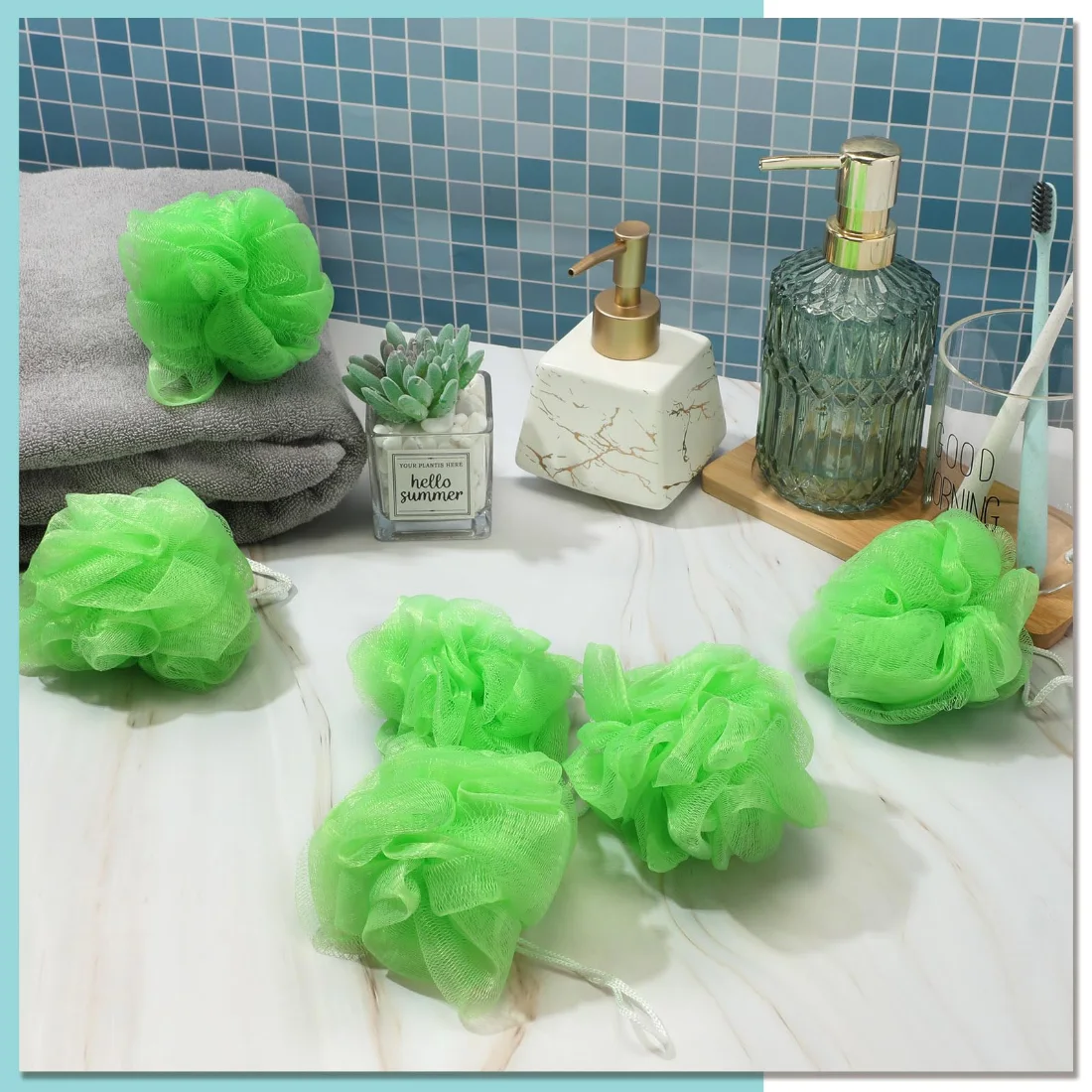 CHENGU Loofah bath sponges, Green, view 2