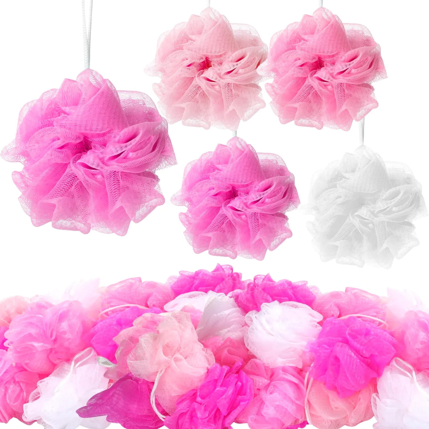 CHENGU Loofah bath sponges, Pink Series