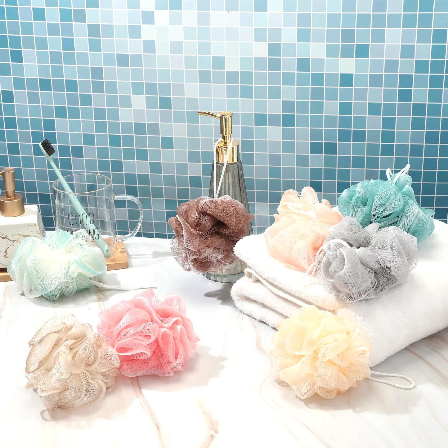 CHENGU Loofah bath sponges, Plain, Novel Colors