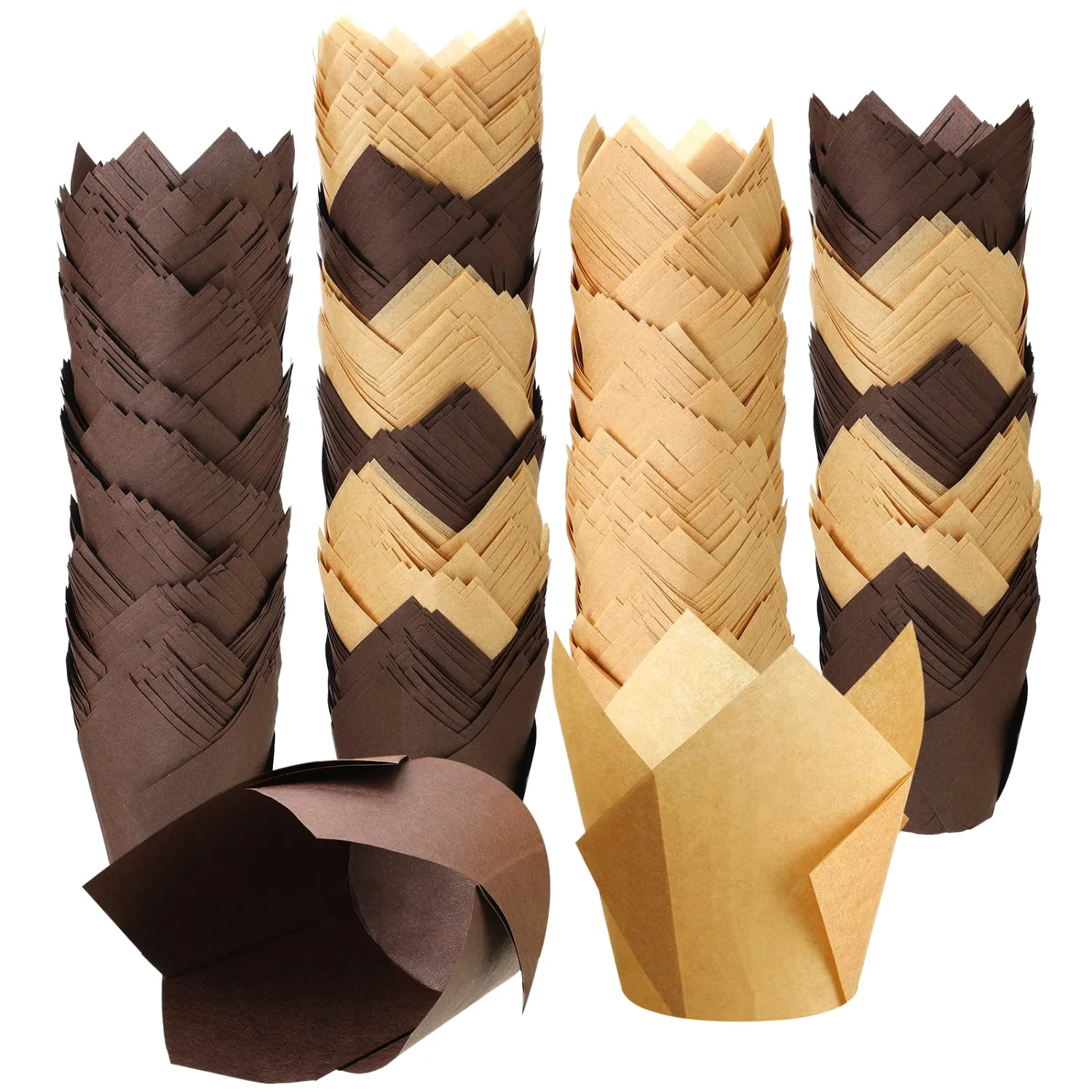 CHENGU Tulip cupcake liners, Brown, Natural