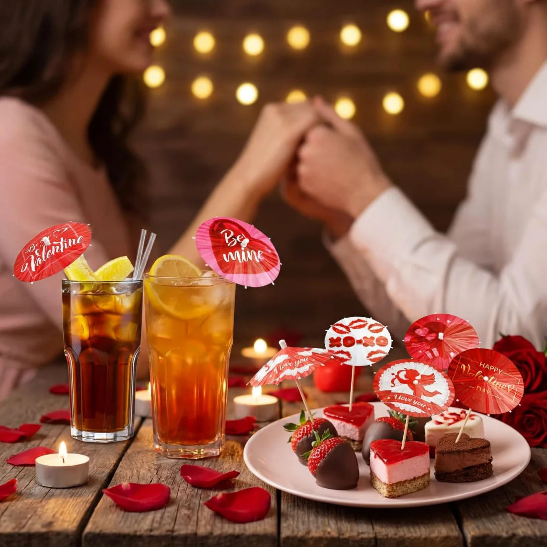 CHENGU Holiday drink umbrella picks, Valentine's Day, view 2