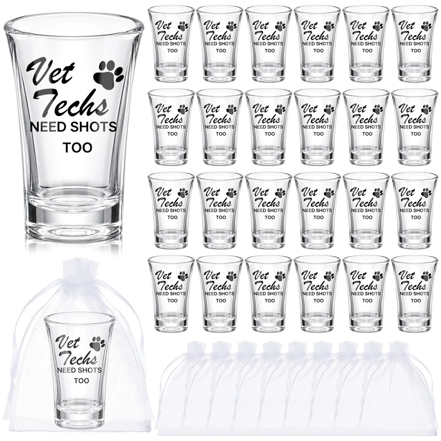 CHENGU Shot glasses, 6 to 24 sets, Conical, Acrylic, 24 sets