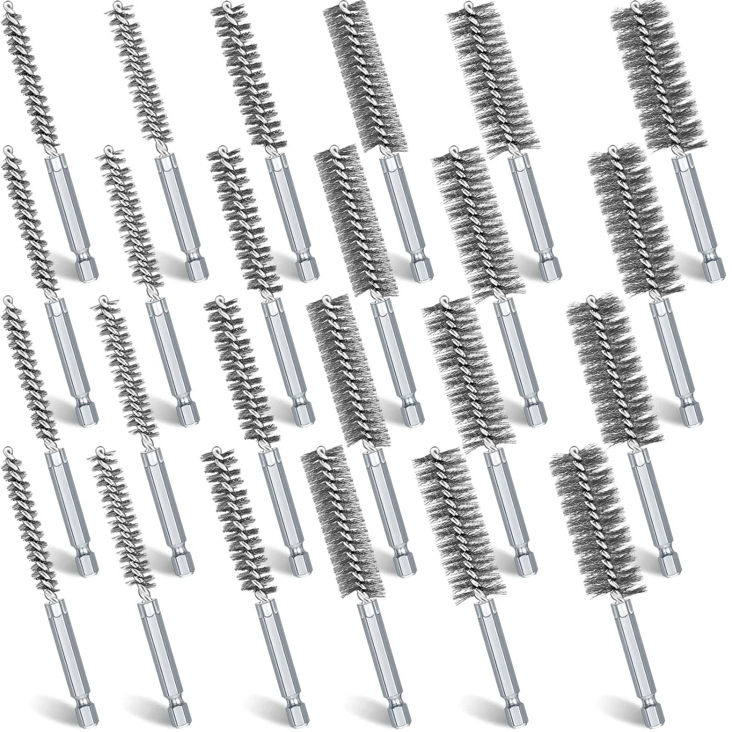 CHENGU Wire bore brush set, Stainless Steel, 24 pcs